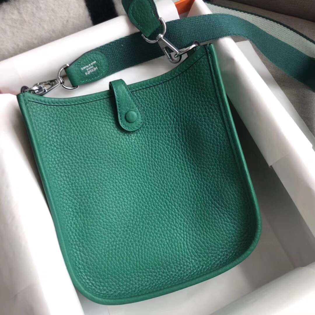 Hermes Evelyne 16 Amazone TPM Shoulder Bag In Dark Green Clemence Leather